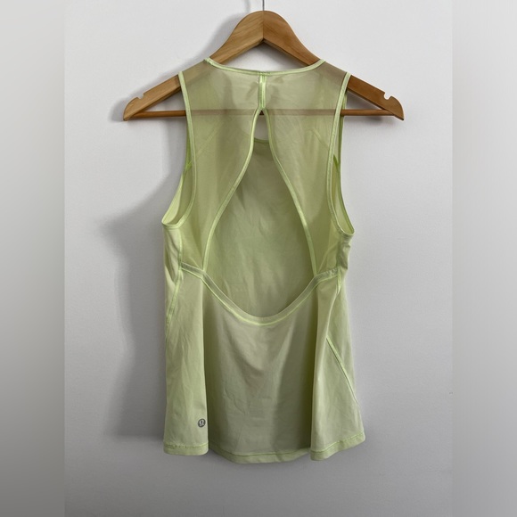 Lululemon Athletica Womens Swift Ventilated Running Tank Neon Yellow open back - Picture 4 of 5